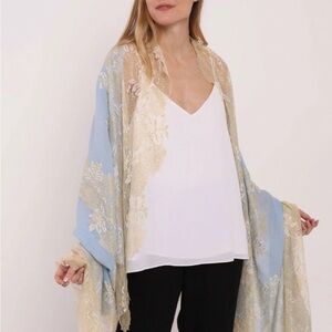 Lace baby blue powder blue pashmina